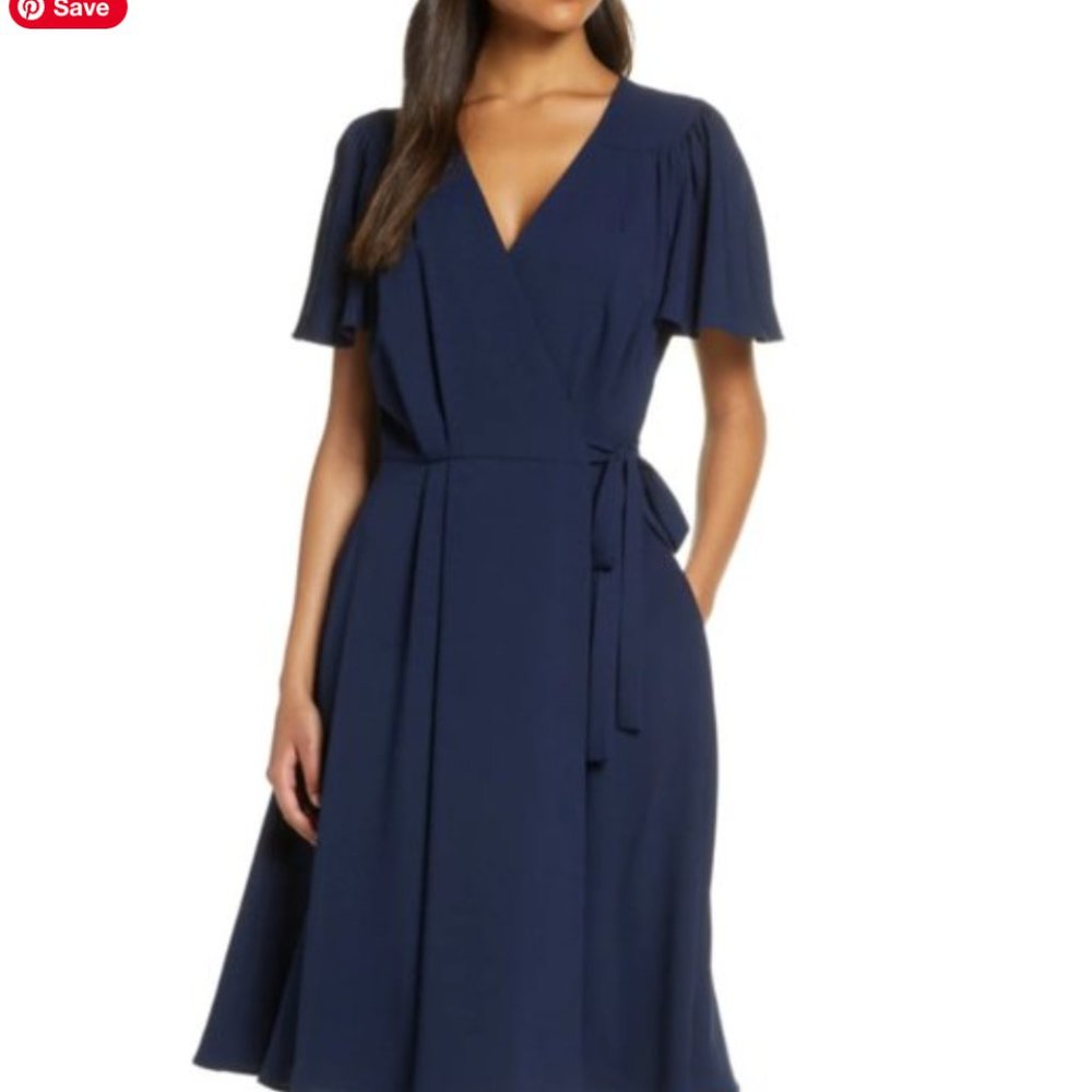 Gal Meets Glam Blue Kinsely Wrap Dress